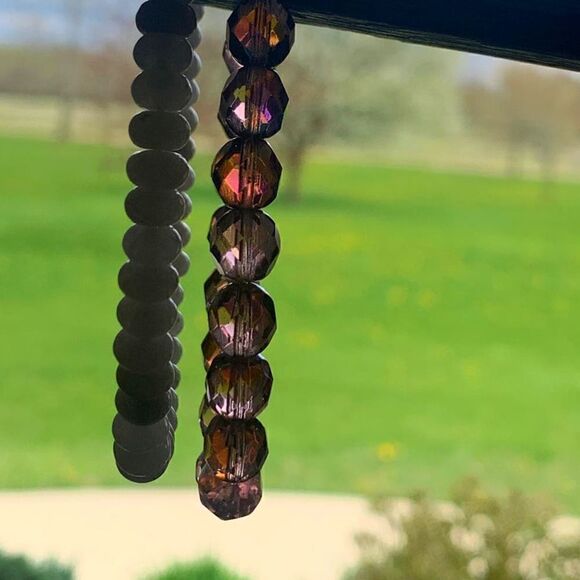 Vintage Crystal/Stone Beaded Stretch Bracelets - 2, Unmarked - Picture 3 of 3